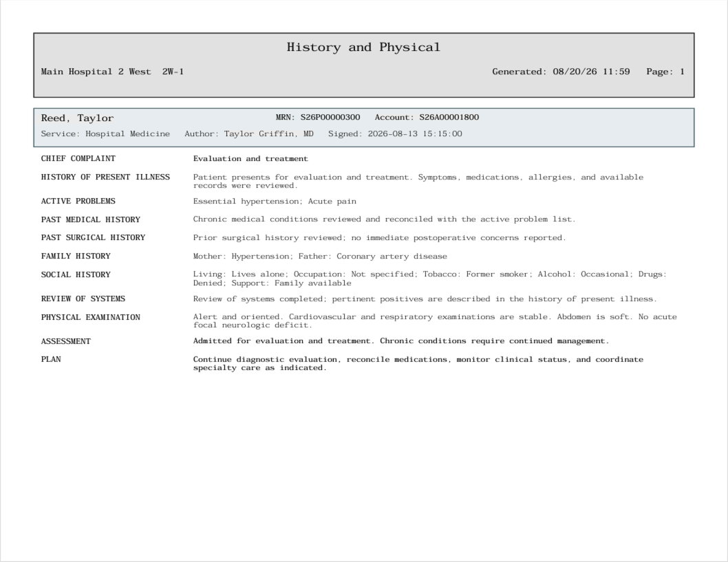 History and Physical PDF